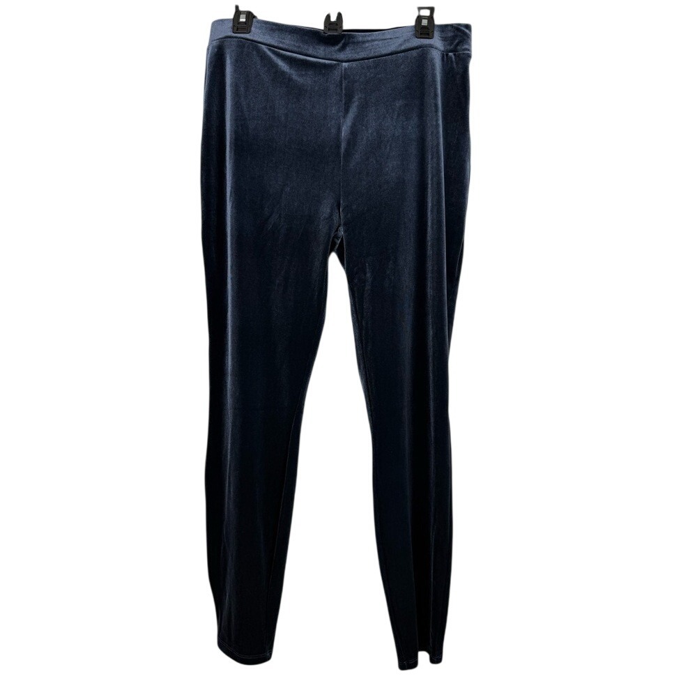 J.Crew Navy Blue Stretch Velvet Pull On Pants Large L K3653 Holiday Party Glam
